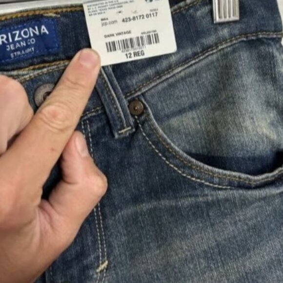 Arizona Jean Co Jeans Size 12 Reg Blue Denim Straight Leg Adjustable - Picture 2 of 9